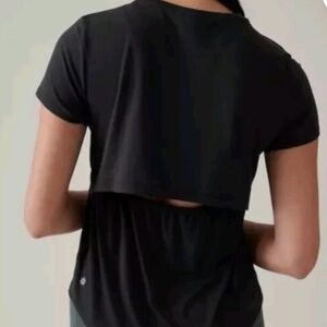 NWOT Athleta Air Out Cinch Tee Black Modal Blend UPF 25+